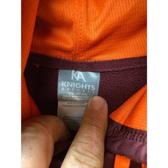 Virginia Teck Hokies Hoodie Lined Pockets Men Large Maroon Pull Over - Picture 2 of 8